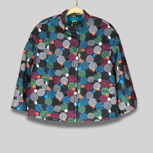 Anne Klein Blazer Polka Dot Design Stand Collar Button Closure Multicolor W 12